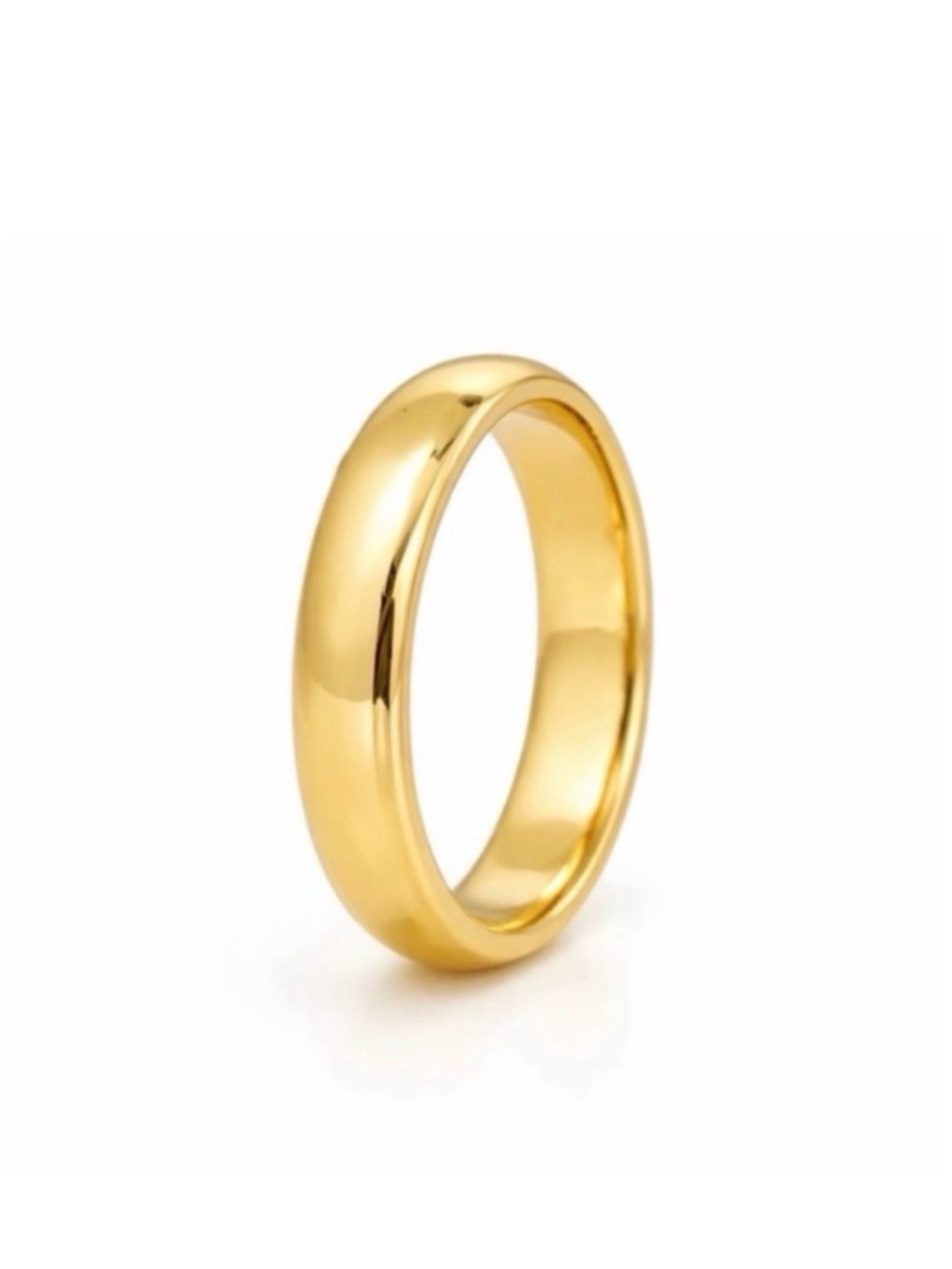 14K Gold Plated Band Ring 4 mm | Simple Dome Wedding Ring | Minimal Jewelry